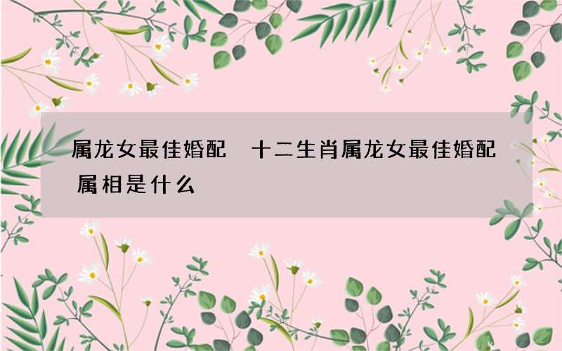 属龙女最佳婚配 十二生肖属龙女最佳婚配属相是什么